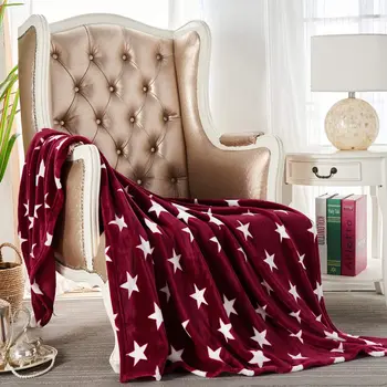 Estrela vermelha de Flanela de Lã Jogar Cobertor Super Luxuoso Macio de Microfibra Fuzzy Cobertor Leve e Fofo Jogar Manta para Sofá