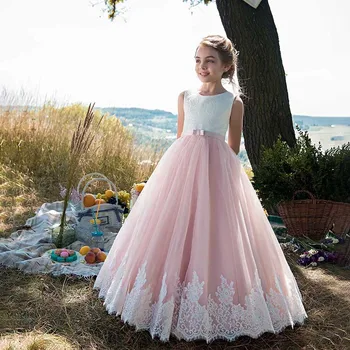 Europeu E Americano Novo Sem Mangas, De Renda De Desempenho Passarela De Aniversário Do Vestido De Casamento De Meninas De Vestido Fofo Vestido De Princesa