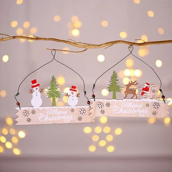Feliz Natal Placa de Madeira Presentes Pintura da Porta Árvore de Enforcamento Pingentes de Enfeite de Natal, Enfeites para a Casa da Parede Placa 1PC