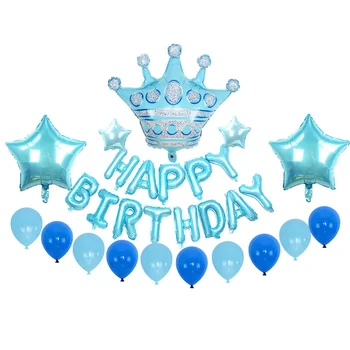 Festa De Aniversário Decoração Coroa De Balões Azul, Cor-De-Rosa Feliz Aniversário Letras De Balões De Meninos Meninas Aniversário Conjuntos De Atacado