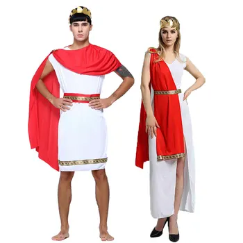 Festa de carnaval Trajes de Halloween para Casal Deusa grega Traje Romano Senhora de Cosplay para as Mulheres Oficiais Romanos para Homens
