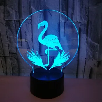 Flamingo 3D da Noite do Diodo emissor de Luz de Crianças Touch Usb Criativo Lâmpada de Tabela Bebê Dormir Iluminação Dom de Decoração de Casa de 7 Mudança de Cor Remoto Touch