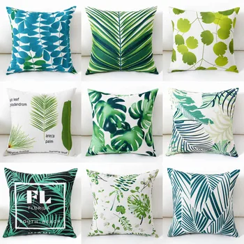 Folha verde padrão de fronha Jogar Fronha Roupa de cama de Algodão Impresso Capas de Almofadas Para o Office Home Têxtil