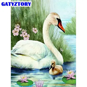 GATYZTORY 5d Bordado de Diamante Swan Animal Strass Kit Diamond Pintura, Ponto Cruz Decoração Completa Quadrado Redondo Broca Moisés