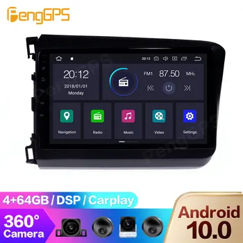 GPS de Navegação de Honda Civic 2011-2015 Multimédia unidade Central De 360° da Câmera DSP Leitor de DVD do Carro Touchscreen Android 10.0 Carplay PX6