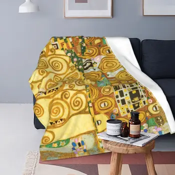 Gustav Klimt Cobertor de Flanela Árvore Da Vida Freyas Arte Criativa Jogar Cobertores para a Home do Hotel Sofá 125*100cm Tapete Peça