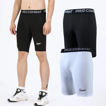 Homens de Musculação Shorts de Fitness Polainas de Compressão-Calça Masculina Adequação da Formação a Curto Calças de Treino de Ginásio, Shorts, Calças masculinas