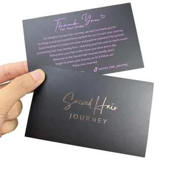 Impressão Personalizada De Luxo Do Ouro De Rosa, A Folha De Carimbo Quente De Negócios De Papel Revestido Cartões De Agradecimento