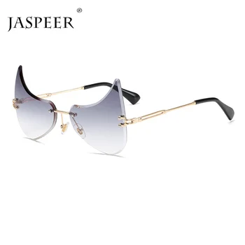 JASPEER Steampunk sem aro, Óculos de sol dos Homens Irregular do Oceano Clara do Gradiente Exclusivo Óculos de Mulheres de Óculos de Sol Tons UV400 Óculos