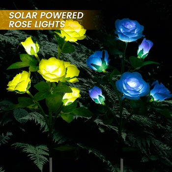LED Solar Rosa Flor de Luz Impermeável Jardim da Paisagem da Lâmpada Quintal Gramado Lâmpada da Noite Flor da Noite, as Luzes de Dia dos Namorados Flores