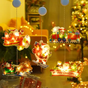 LED ventosa Janela Pendurado Luzes da Decoração de Natal da Loja Atmosfera Cena Layout Decoração do Feriado Luzes