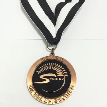 Liga de zinco com a medalha de bronze para o campeão gravados com logotipo personalizado com fita de algodão--de 50,8 mm de diâmetro-100pcs