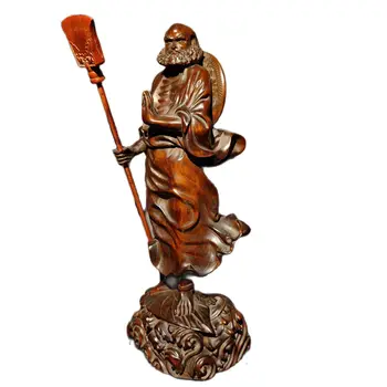 madeira de buxo Esculpida escultura de buda Dharma Arhat estátua do Demônio Subjugar a decoração de quarto de Estudo lembrança hobby recolher