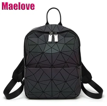 Maelove Luminosa mochila Quente mulheres geometria lattic mochila Noctilucent Bolsa Escola do Aluno Bag duplo Frete Grátis