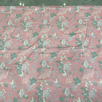 Marca de Moda Design de Tecido para Rose Impresso Caimento do Vestido de Calças de Perna Larga, Camisa de Poliéster Cetim cor-de-Rosa Tecidos de Pano Por Metro