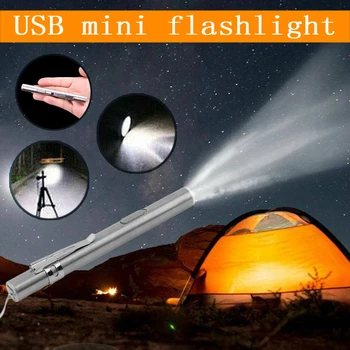 Mayitr 1pc Portátil Mini lanterna nos Lâmpada de Bolso LED Lanterna elétrica Recarregável USB Lanternas Para Acampar ao ar livre Iluminação