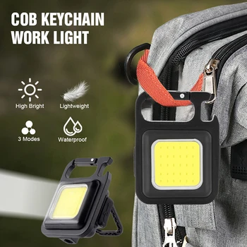 Mini Brilho da ESPIGA Luz do Keychain do Portátil de Bolso Lanterna Recarregável USB Chave de Luz da Lanterna de Campismo Fora de Caminhada da ESPIGA Lanterna