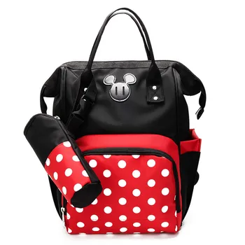 Minnie do Mickey de Disney saco de fraldas mãe moda de bolsa mochila exterior mochila de viagem multi-funcional mamãe saco