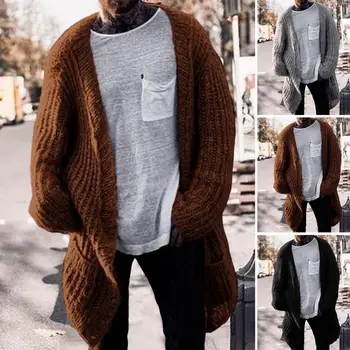 Moda Ajuste Relaxado Suéter De Tricô Homens Suéter Casaco De Outono Inverno De Vestir