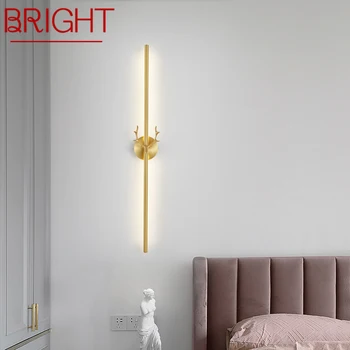 Moderno de Ouro LED 3 Cores Tira Lâmpada de Parede Especialmente Criativo de Cobre Candeeiro de Luz para o Corredor Cama Decoração de Sala de estar