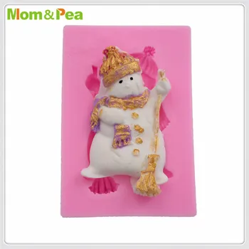 Mom&Pea MPA1684 Boneco de neve Molde de Silicone em pasta de Açúcar 3D Fondant de Decoração do Bolo