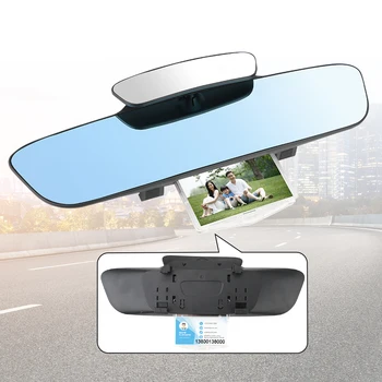 Multifuncional Azul Espelho Anti-Encandeamento Auxiliar Traseira Do Carro Espelho Retrovisor Dupla Lente De Visão Traseira Sinal De Stop Frame Da Foto