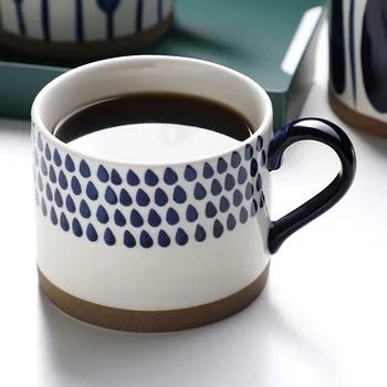 Mão De Cor Taça De Cerâmica Ins Nórdicos Copo Grande Taça De Cerâmica Pequeno-Almoço Copa Do Azul Xícara De Café De Leite