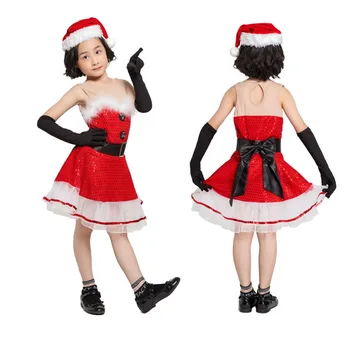 Natal Crianças Sem Mangas Vestido De Véspera De Natal Desempenho Felizes Pai-Filho Roupa De Passarela Atividades Roupas De Natal