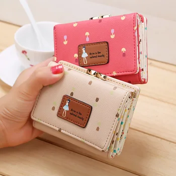 Novas Carteiras Pequenas Bolsas de Couro Mini Bonito Mulheres de Carteira de Meninas Bolsa de Senhoras com o Titular do Cartão