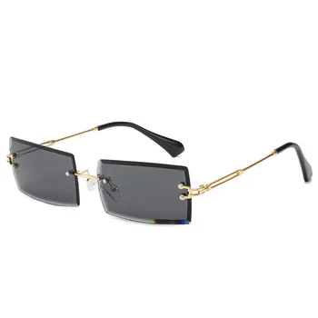 Novo estilo sem moldura recortada praça óculos de sol das mulheres 2021 cor do gradiente de moda pequena óculos de homens, mulheres de óculos de sol UV400