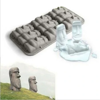 Novo Moai da Ilha de Páscoa Estátuas de Pedra Congelar Mini Gelo de Silicone Bandeja de Gelo Lattice Cubos de DIY Molde Molde de Gelo Engraçado Truques da Bebida do Partido