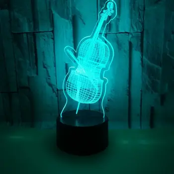 Novo Violino 3d Lâmpada de Presente Colorido Encantador 7 de alteração de cor 3D Lâmpada decorações de Natal de presente para o bebê luzes do quarto