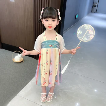 O estilo chinês de crianças vestido de luxo design tang terno de verão meninas a saia longa de 2022 novo de fábrica barato do bebê vestido de princesa