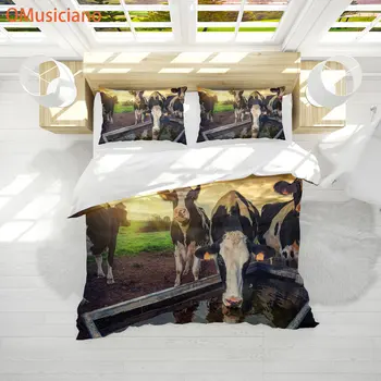 OMusiciano 3D digital de impressão personalizada de animais de Pasto de vaca conjunto de roupa de cama,edredom capa de edredão conjunto completo queen king size, 3pcs