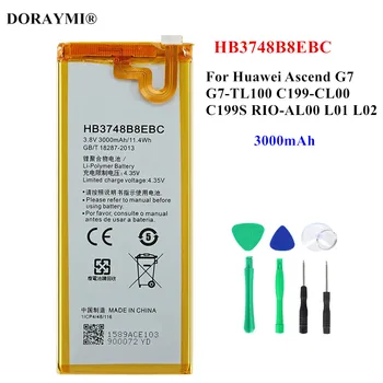 Original 3000mAh HB3748B8EBC Bateria do Huawei Ascend G7 G7-TL100 C199-CL00 C199S RIO-AL00 L01 L02 de Substituição de Baterias de Telefone