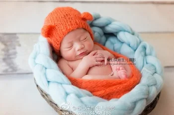 Os recém-nascidos Foto Prop de Crochê, Tricô Mohair Swaddle capa e Chapéu de Bebê Saco de Fotografia com Adereços
