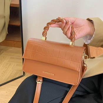 Padrão de pedra Quadrado Sacola 2021 de Moda de Nova Couro do PLUTÔNIO das Mulheres Designer Mala da Marca de Luxo Ombro Messenger Bag
