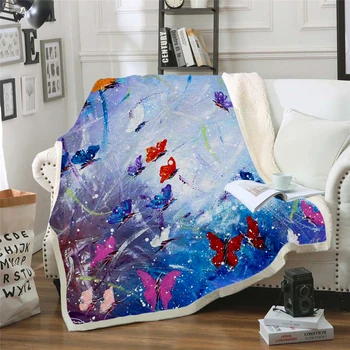 Plstar Cosmos borboleta Colorida inseto Cobertor de impressão 3D Sherpa um Cobertor na Cama da Menina das Crianças Flor de Têxteis para o Lar Sonho de estilo-7