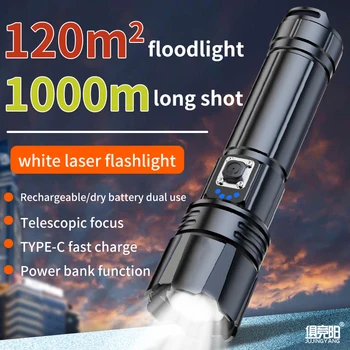 Poderoso Zoomable Lanterna elétrica Recarregável Tática Tochas de Luz TIPO-C Caça Polícia Militar Led Lanternas