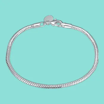 Prata 925 Esterlina De Cobra Bracelete Chain Para A Mulher Moda Masculina De Casamento Noivado Jóias