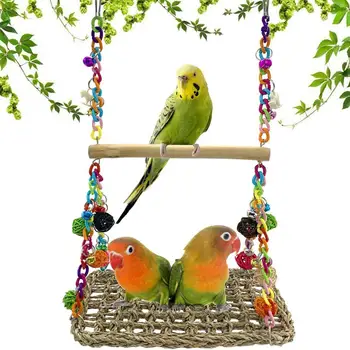 Pássaro Brinquedos Papagaio Subir Swing Com Poleiro Stand De Mascar Brinquedo Para Parrotlets Pássaro Acessórios