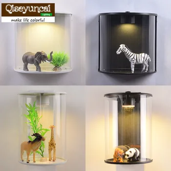 Qiseyuncai Nórdicos personalidade criativa planta animal led, lâmpada de parede da sala de estar, corredor simples e moderna iluminação do quarto frete grátis