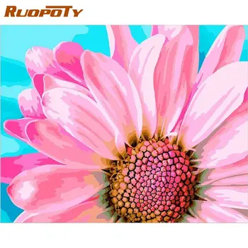 RUOPOTY Quadro de DIY 60x75cm Pintura Números de cor-de-Rosa da Flor de Pintar Por Números Sobre Tela Pintura de Animais, Arte de Parede Imagem Para o Presente