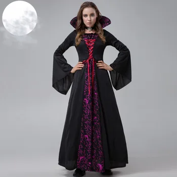 S-xxl Demônio Tribunal Rainha Vampiro Palco Vestido de Papel que joga o Vestido de Traje de Halloween