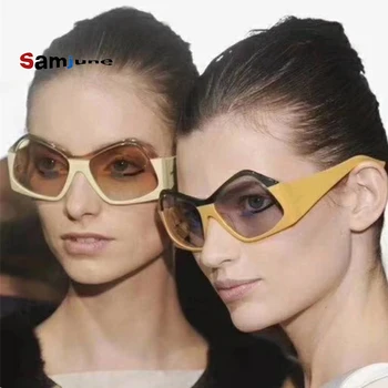 Samjune Oversize Óculos estilo olho de Gato mulheres 2018 tendências de moda óculos de marca de designer de óculos de sol feminino tons