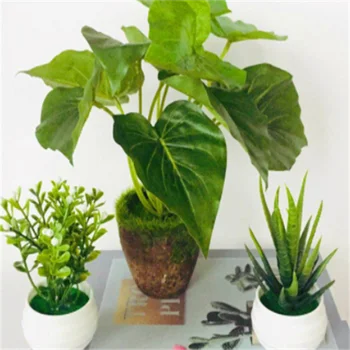 Simulado verde da planta em vaso de planta simulada carne planta de vaso de flores artificiais em vasos de planta pequena decoração de pequeno bonsai