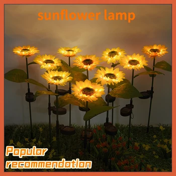 Solar de Girassol Lâmpada CONDUZIDA Exterior Impermeável do Solo Ficha de Simulação do Jardim da Flor Decorativa Lanterna Luz de Gramado