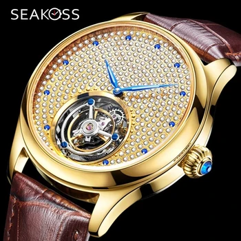 Super Luxo, Mulheres Reais, Esse Relógio De Safira Dial Diamante Azul Ponteiro Kopeck Homens Tourbillon Relógios Mecânicos Gratuito Personalizado