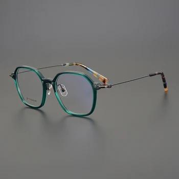 Titânio Óculos De Armação Homens Mulheres Acetato Vintage Transparente Limpar Vidros De Óptica Miopia De Óculos Com Armações De Óculos Óculos