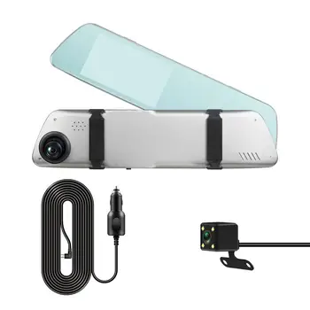 Traço Cam 4 Em 24H Carro DVR Gravador de Vídeo da Câmera com Visualização Traseira Lente Dupla Black Box HD Ciclo de Gravação de Vídeo em Espelho Gravador de Caixa Preta